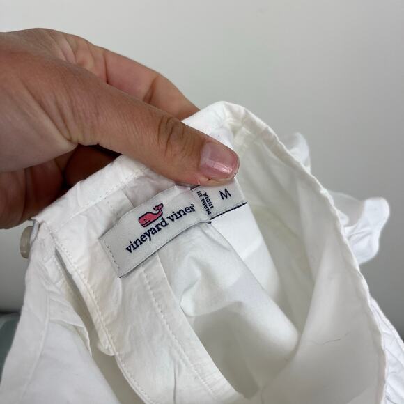 Vineyard Vines White Ruffle Blouse Medium - Picture 5 of 8